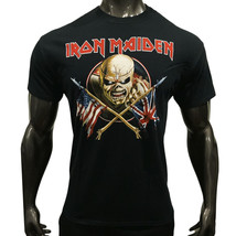 Nwt Iron Maiden The Trooper Uk Usa Flag Official Global Men&#39;s Black T-SHIRT L - £12.70 GBP