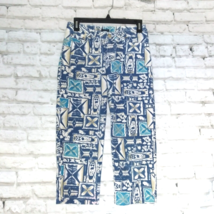 Cantao Womens Pants 6 Cropped Capri Blue 90&#39;s Hawaiian Coastal Grandma - $19.98