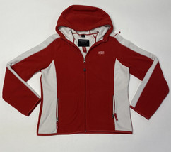 American Eagle Sweater Womens Large Red Fleece Full Zip Hoodie Jacket Pockets - £8.59 GBP