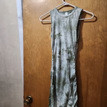 Shein Women&#39;s Ruched Sleeveless Summer Casual Green Tye Dye T-Shirt Dress - $11.39