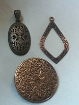 Lot of Large Lacey Antique Bronze Oval Round Goldtone Ornate Medallion &amp; Hammere - £11.90 GBP