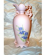 Alberta&#39;s Vase w Raised Textured Lavender Flowers with Green Shoots 10 1/4&quot; - £11.09 GBP