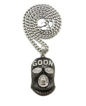 Goon Mask Pendant 5mm/18&quot;,20&quot;,24&quot;,30&quot;Stainless Steel Cuban Chain Necklace SRC3 - £16.10 GBP+
