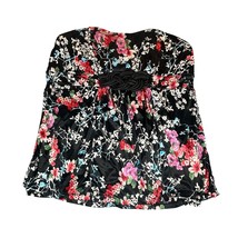 Torrid Shirt Womens Plus 2 Black Pink Floral Satin Flowy SweetHeart Tube... - $16.99
