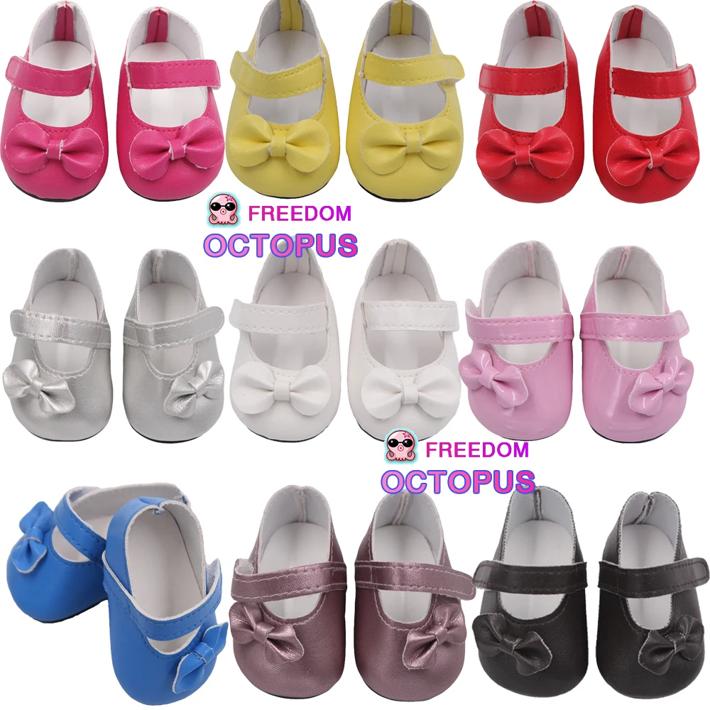 Hot Sale 7cm Bow-knot Doll Shoes For 18Inch American Dolls Pu Leather  Shoes Fit - £6.87 GBP+