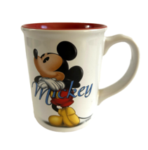 Disney Store Leaning Mickey Mouse Red Inside White 16 oz Oversized Coffe... - $22.76