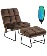 Costway Massage Chair Velvet Accent Sofa Chair W/ Ottoman &amp; Remote Contr... - £214.97 GBP