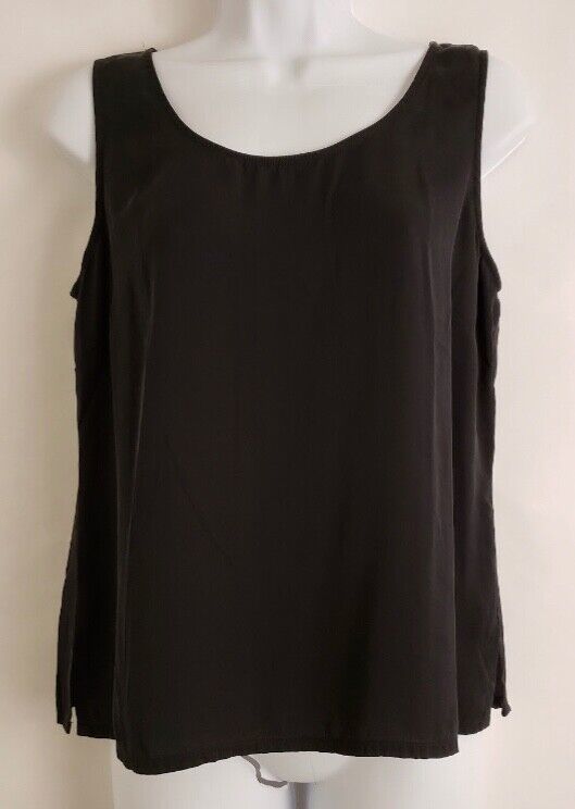 Primary image for Chico's Women's Tank Top Black Side Slits Silk Blend Size Chico's 1 / US M/8