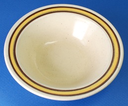 Homer Laughlin Sahara 6.75" Cereal Bowl w Yellow Band Brown Rings I-83 - $5.00