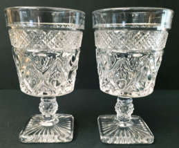Imperial Cape Cod Water Glasses W/Square Base Clear Glass Set of 2 - $15.88