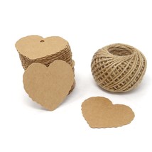100Pcs Kraft Paper Blank Heart Tags With 100 Feet Jute Twine For Diy Cra... - $14.99