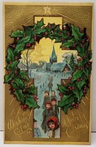 Christmas Lovely Golden Picturesque Children Holly 1908 York Rd MD Postc... - £6.94 GBP