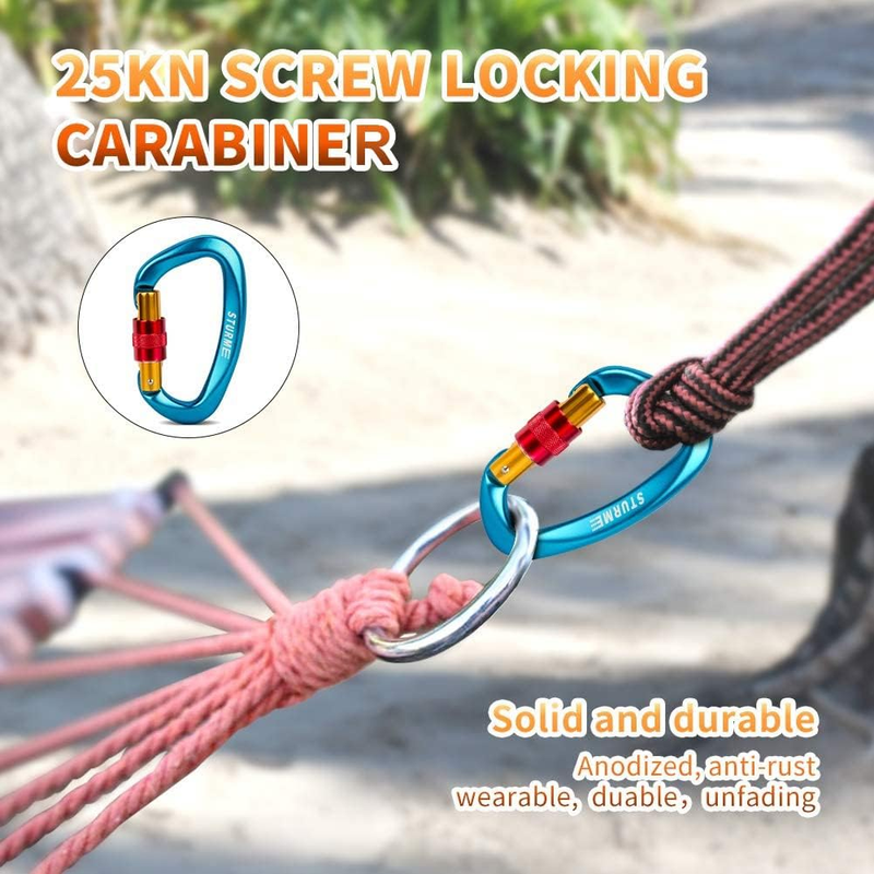 STURME UIAA Certified Climbing Carabiner Clips, 2 Pack 25Kn(5623Lbs) Screwgate L Item image 6