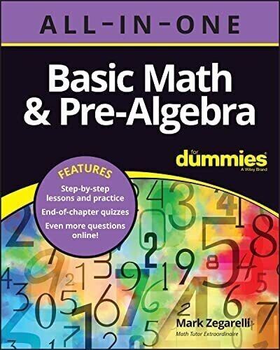 Basic Math &amp; Pre-Algebra All-in-One For Dummies (+ Chapter Qu... - LIKE NEW - $26.53
