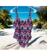 Catalina One Piece Swimsuit Women&#39;s XL 16/18 soft cups pink purple blue ... - $27.02 CAD