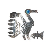 Vintage Peruvian Hammered Sterling Dodo Bird pin with enamel eye - £50.38 GBP