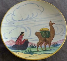 Vintage Hand Crafted Terra Cotta Pottery Dinner Plate - Peru - VGC - GORGEOUS - £23.29 GBP