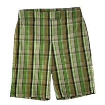 JONES NEW YORK Shorts Green Plaid Walking Knee Shorts Women&#39;s Size 10 - £11.25 GBP