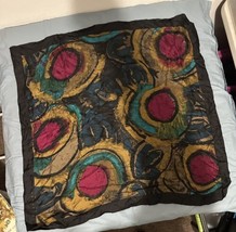 Vintage Perry Ellis Multicolor Peacock Eye Square Silk Women’s Scarf 30” - $470.96 MXN