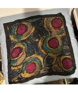 Vintage Perry Ellis Multicolor Peacock Eye Square Silk Women’s Scarf 30” - $24.74