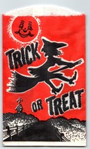Trick Or Treat Halloween Candy Goodie Bag Flying Witch On Broom Orange Moon Man - £11.58 GBP