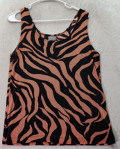 Addition By Chico&#39;s Tank Top Womens Sz 2 Brown Black Tiger Wide Strap Round Neck - £17.37 GBP