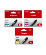 Canon CLI-251XL Cyan, Magenta, Yellow Color Ink Catridge Set - CLI251XL ... - $74.95