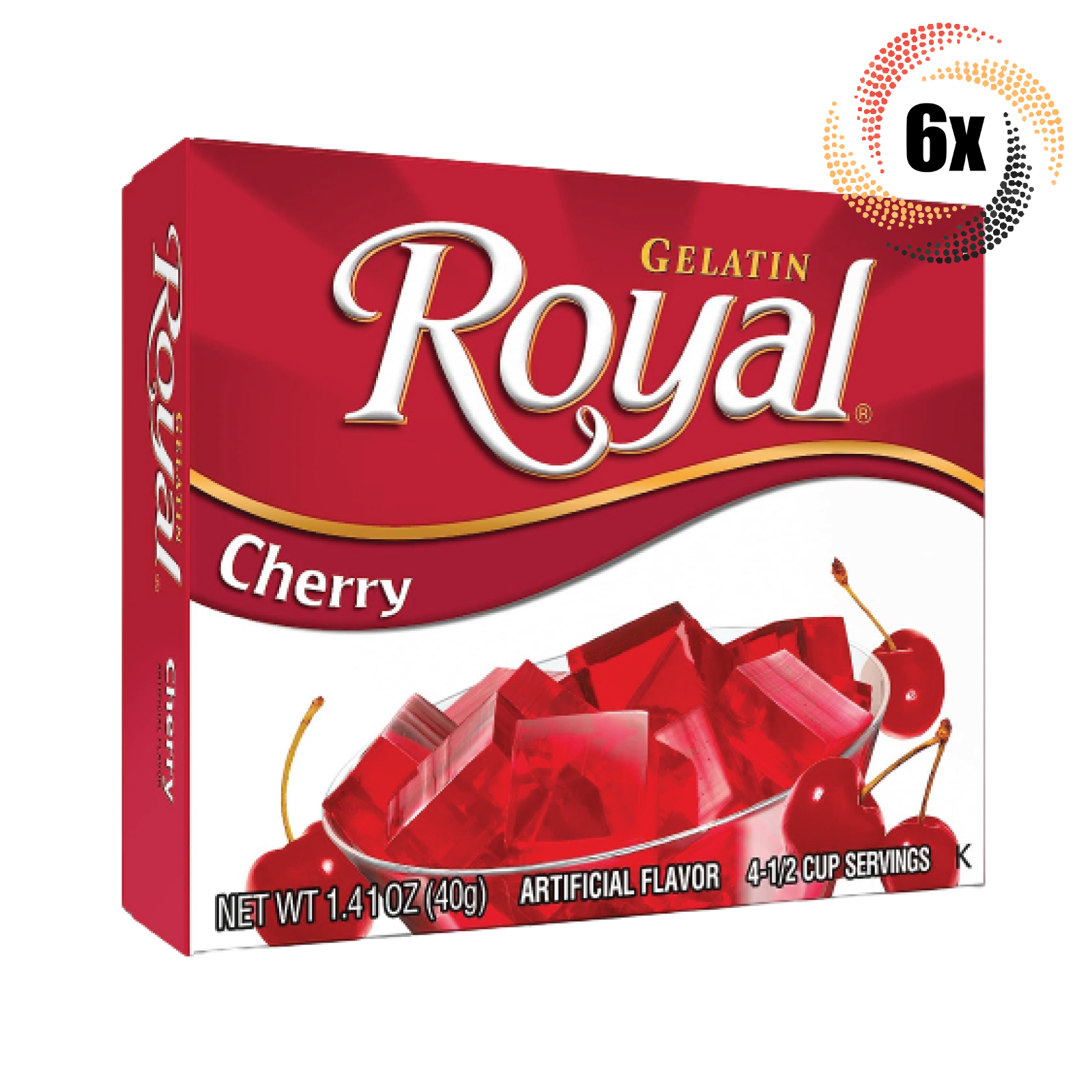 6x Packs Royal Cherry Flavor Fat Free Gelatin | 4 Servings Per Pack | 1.4oz - $16.05
