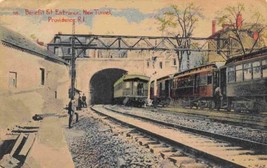 Benefit St Tunnel Entrance Railroad Cars Providence Rhode Island 1910 postcard - £6.18 GBP
