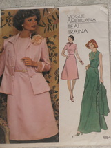 Vogue Americana Pattern 1184 Teal Traina Designer Misses&#39; Dress &amp; Jacket Uncut - £11.71 GBP