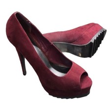 Forever 21 burgundy faux suede Open Toe Platform heels Women’s Size 8.5 - £15.86 GBP