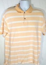Jos A Bank Stays Cool Men&#39;s Polo Shirt Large Orange &amp; White Striped - $13.86