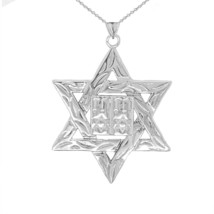 925 Sterling Silver Star of David (Hebrew) Ten Commandment Book Pendant Necklace - £37.04 GBP+