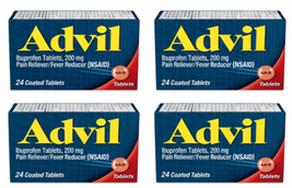 4x Advil Pain Reliever and Fever Reducer, Ibuprofen 200mg Pain Relief 24... - $15.83