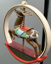 Ornament Hallmark Carousel Reindeer Antlers Coll Club Charter Mem QXC5817 1987 - $6.76