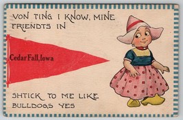 Cedar Falls Iowa Little Dutch Girl Pennant 1913 Postcard A27 - £3.89 GBP