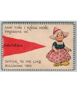 Cedar Falls Iowa Little Dutch Girl Pennant 1913 Postcard A27 - £3.91 GBP