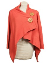 Haiku Cotton Sweater Wrap Style Wood Buttons Size Small Muted Orange Gently Used - £19.32 GBP