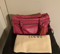 Auth LOEWE Seville Pink Red Nappa Leather Women&#39;s Handbag - £327.70 GBP