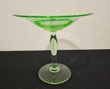 Vintage Green Vaseline Uranium Glass Tall Pedestal Compote Dish! - $58.04