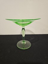 Vintage Green Vaseline Uranium Glass Tall Pedestal Compote Dish! - £45.71 GBP
