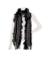 Layers By Lizden Brand ~ Smocked Wrap With Ruffled Edge ~ Black Scarf ~ QVC - $28.06 CAD