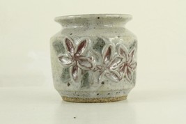 Vintage Studio Art Pottery VERA Freckle Glaze Raised FLOWER Design Plant... - $18.61