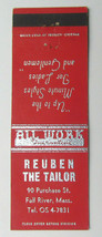 Reuben the Tailor - Fall River, Massachusetts 20 Strike Matchbook Cover MA Match - £1.60 GBP