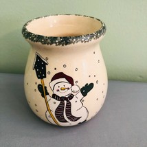 Vintage August 2000 Home &amp; Garden Party Snowman Candle Holder Stoneware - £6.82 GBP