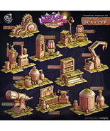 3D Printed Cast n Play Steampunk Workshop Scatter Terrain Set 28mm 32mm D&amp;D - $286.43 MXN+