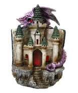 Purple Dragon Guarding LED Medieval Castle On Rocks With Book of Spells ... - $901.78 MXN