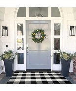 Buffalo Check Accent Layering Rug Front Door Mat Black White Checkered 2... - $21.77