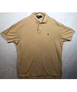 Polo Ralph Lauren Short Sleeve Polo Shirt Khaki Tan 100% Cotton Logo Men's XL - $14.64
