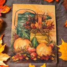 VTG Evergreen Autumn Fall Pumpkin Gourd Orange Garden Flag 12&quot; x 16&quot; - £4.66 GBP